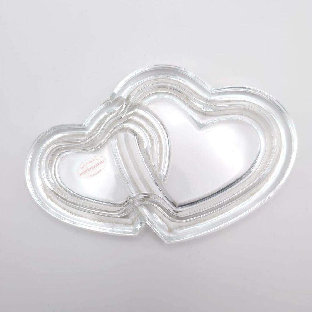 Vintage Teleflora Crystal Double Heart 24% LEAD CRYSTAL MADE IN FRANCE Just LID